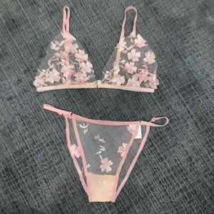 NWOT Pink Flowery Lingerie Set
